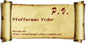 Pfefferman Vidor névjegykártya